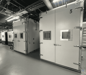 Walk-in environmental chamber used for robotics full-system thermal testing